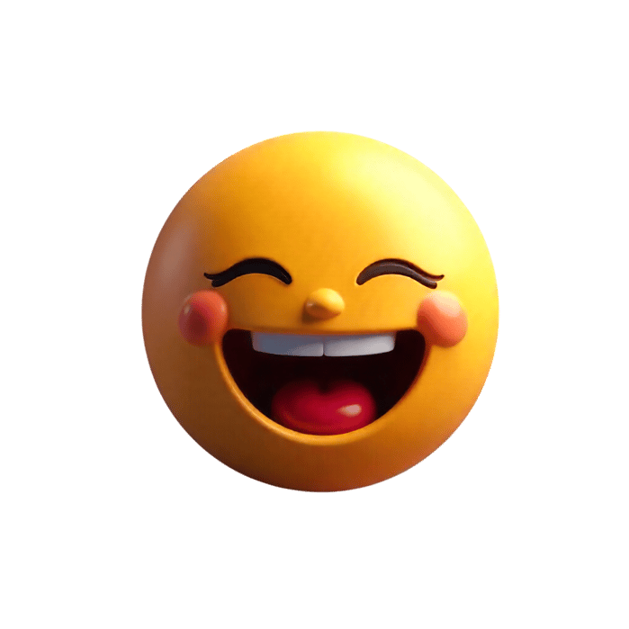 Happy emoji with open mouth and rosy cheeks