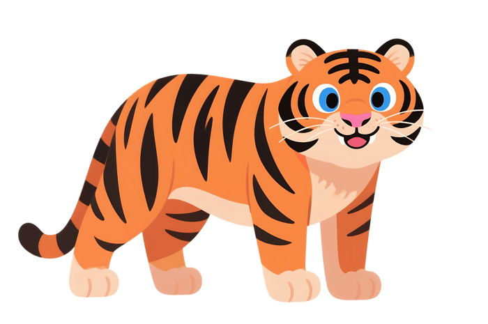 Cartoon tiger illustration, cute animal character