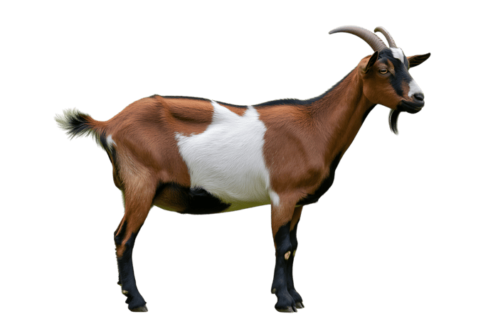 Standing goat portrait on transparent background