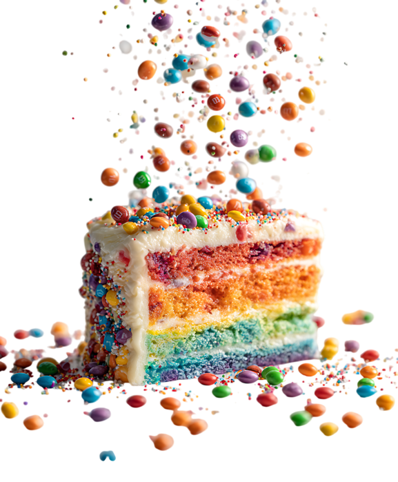 Rainbow layer cake with sprinkles