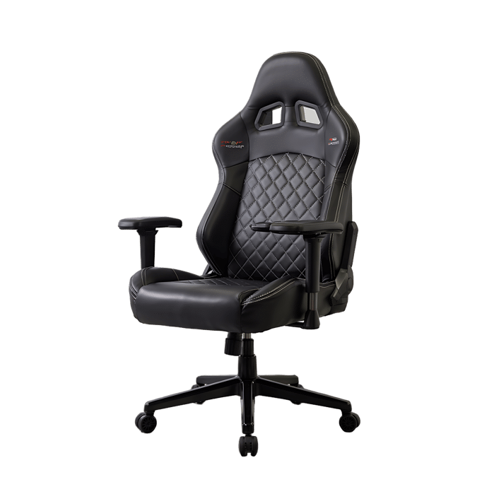 Black leather gaming chair with diamond pattern