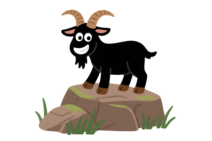 Cartoon goat on a rock