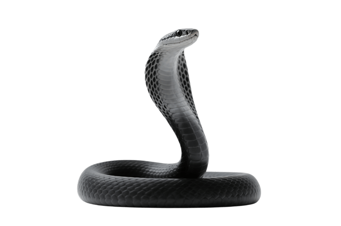 Black cobra snake with hood up