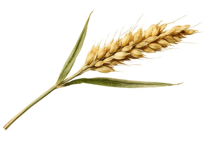 Single stalk of ripe wheat against black background