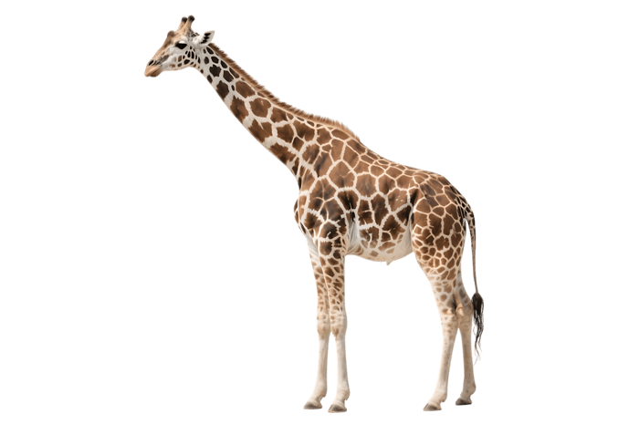 Tall giraffe with a long neck and spotted coat