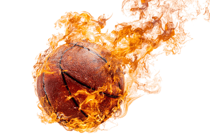 Flaming basketball intense sport energy competition