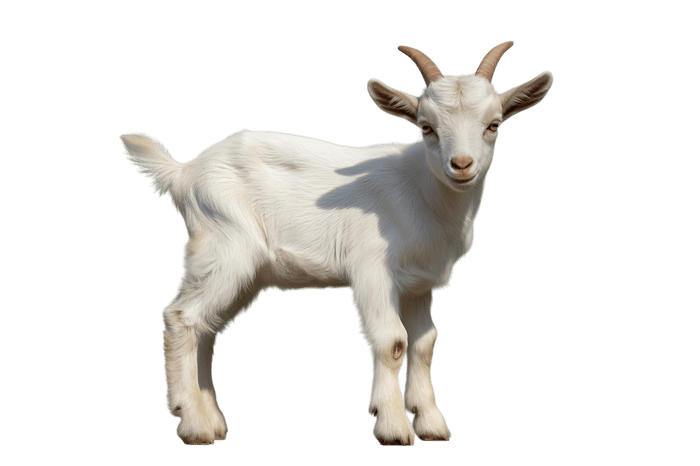 Adorable white goat kid animal portrait