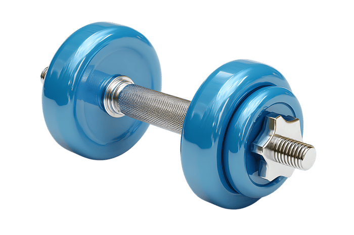 Blue dumbbell isolated on black background