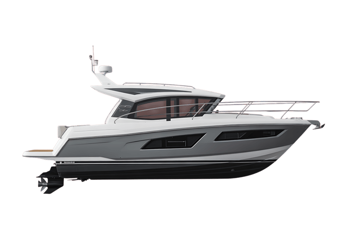 Modern motor yacht on transparent background