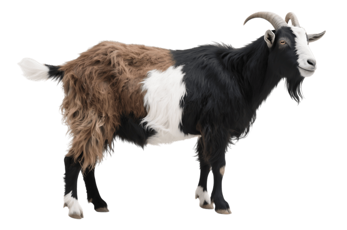 Standing goat with horns and beard