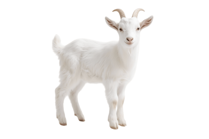 Standing white goat isolated