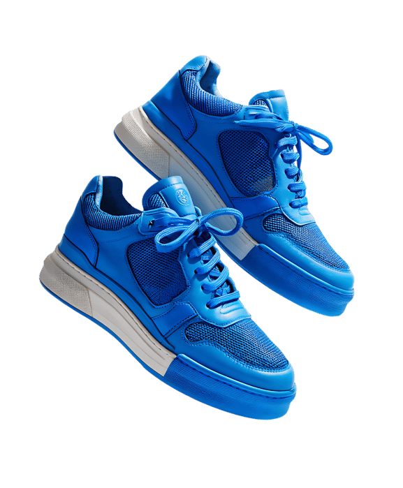 Bright blue sneakers a stylish choice