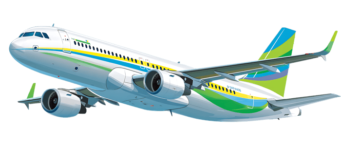 Passenger airplane illustration with colorful livery