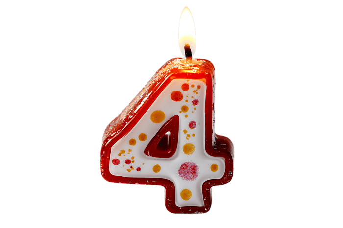 A lit number four candle708