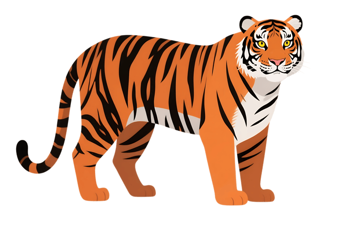 Illustration of a striking tiger