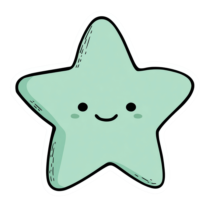 Cute cartoon star smiling face illustration sticker design