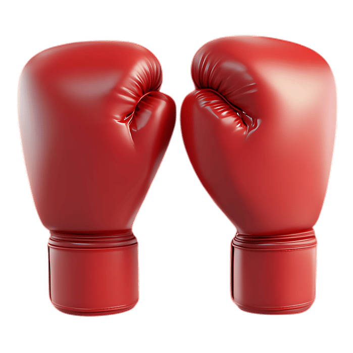 Pair of red boxing gloves ready for a fight