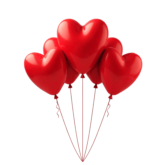 Red heart balloons for valentine day or romantic occasions