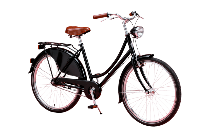 Classic black step through bicycle for city commuting