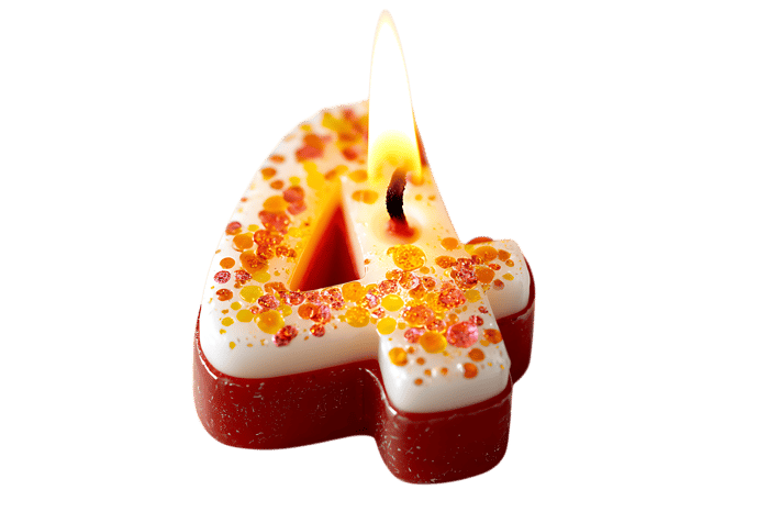 Burning Number Four Candle