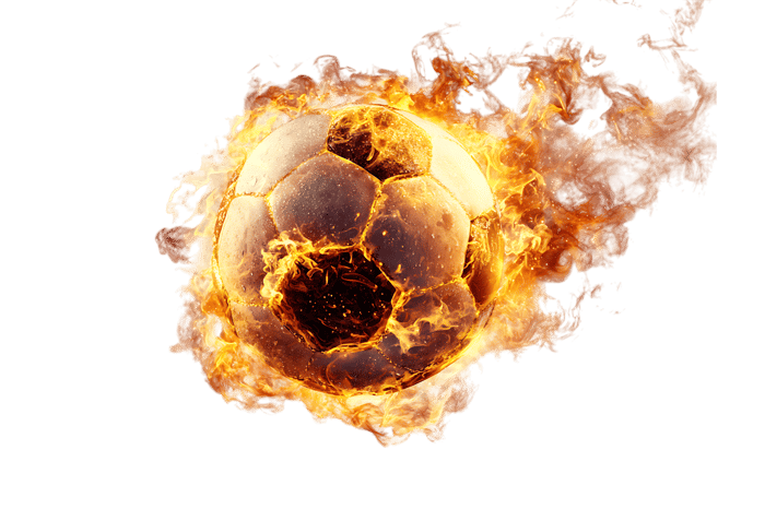 Fiery soccer ball, burning passion, sport