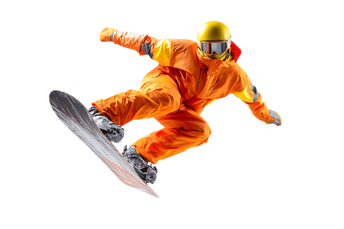 Dynamic snowboarder mid air, showcasing skill and athleticism.