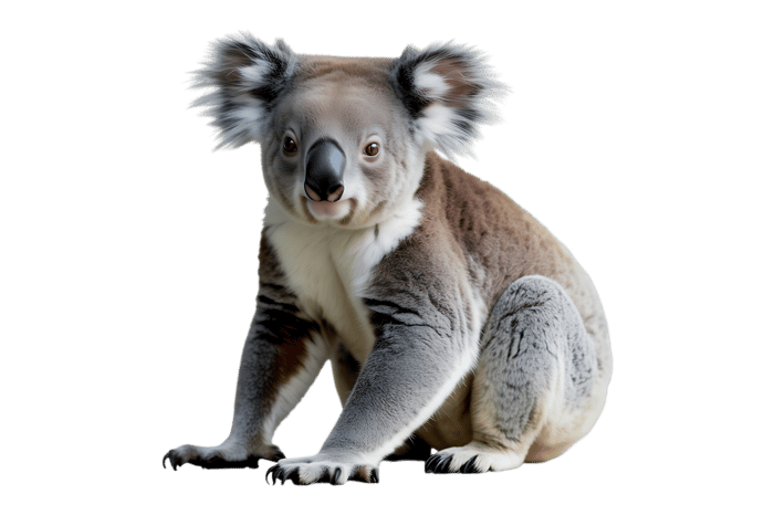 Australian koala bear isolated on transparent background