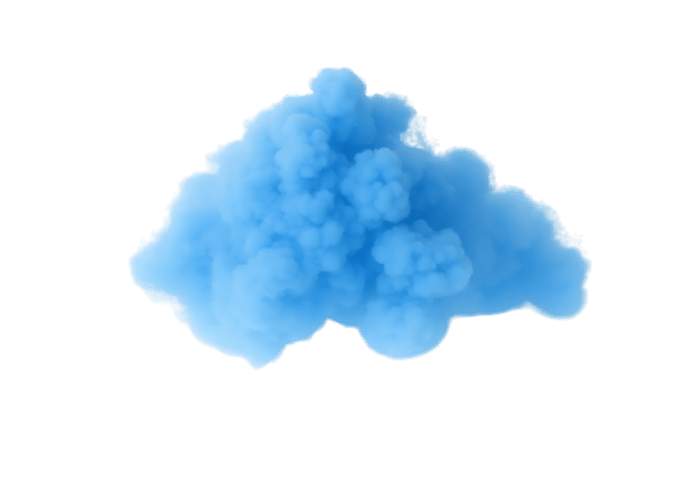 Fluffy blue cloud shape on black background