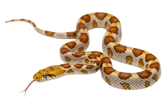 Albino corn snake close up on isolated background