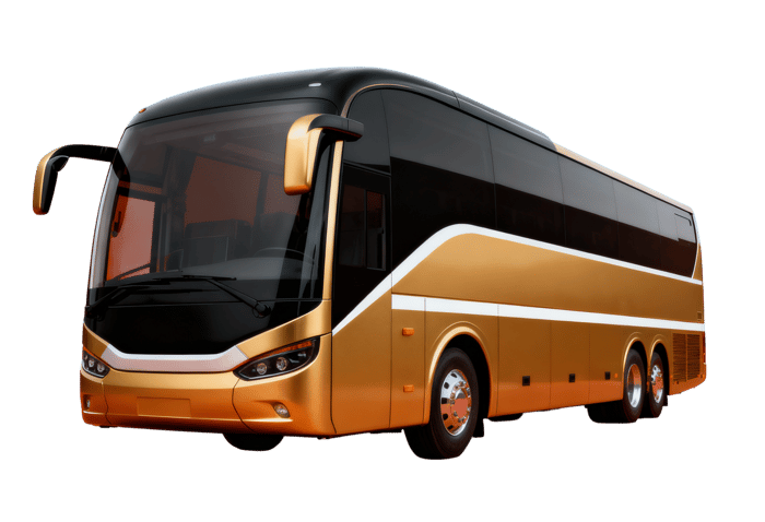 Gold and black tour bus for transportation and travel concepts