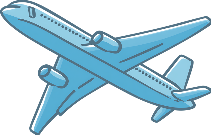 Cartoon airplane in flight illustration for travel concept