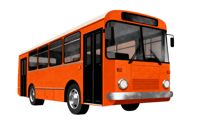 Orange city bus illustration for transportation and urban designs