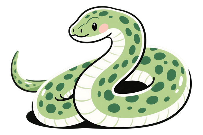 Cute cartoon green spotted snake illustration