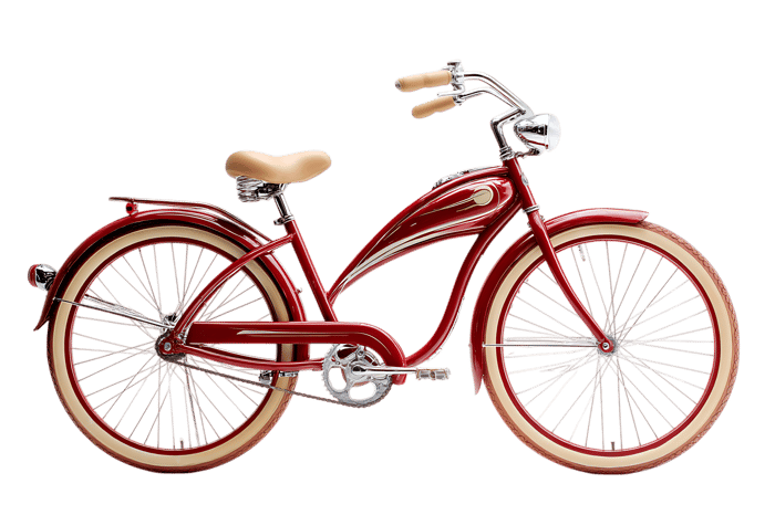 Vintage style red cruiser bike with cream accents.