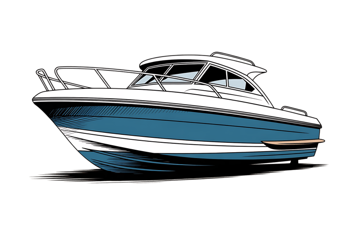 Illustration of a motorboat on transparent background