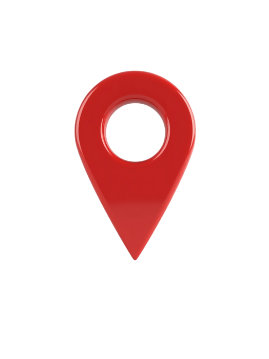 Bright red map pin marker isolated on white background, symbolizing location or destination