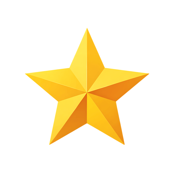 Shiny gold star, perfect for achievement, quality, rating.