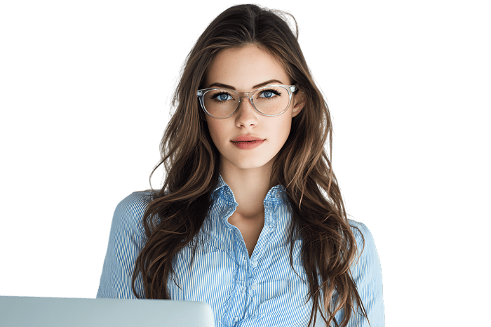Confident young businesswoman with laptop
