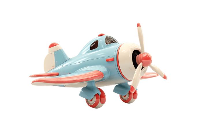 Cute cartoon airplane toy, isolated on white background.