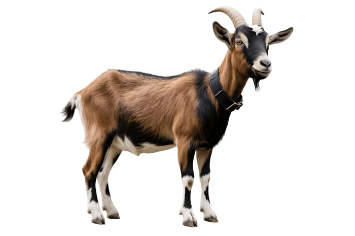 Brown goat with collar