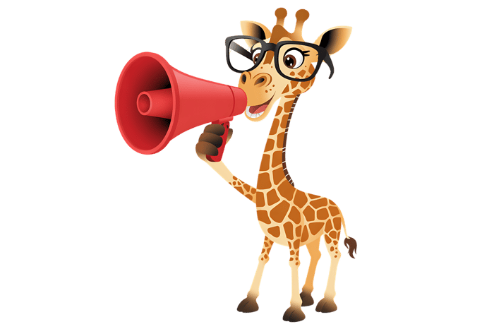 Cartoon giraffe with megaphone