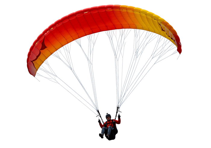 Paraglider soaring through the air