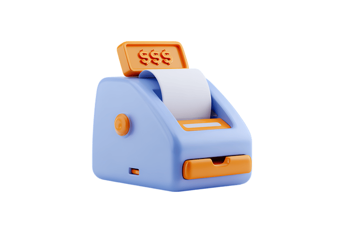 Adorable illustration of a small cash register, perfect for kids' projects or business concepts.