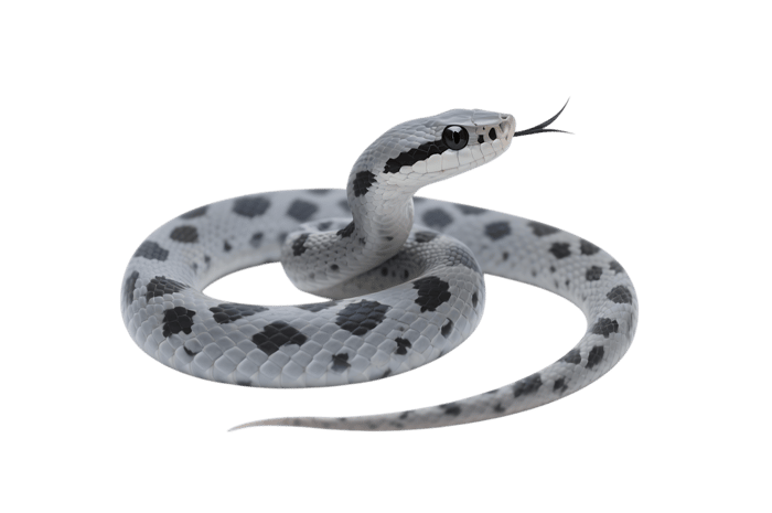 Gray spotted snake with tongue sticking out