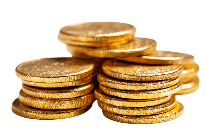 Golden coins stacked high.