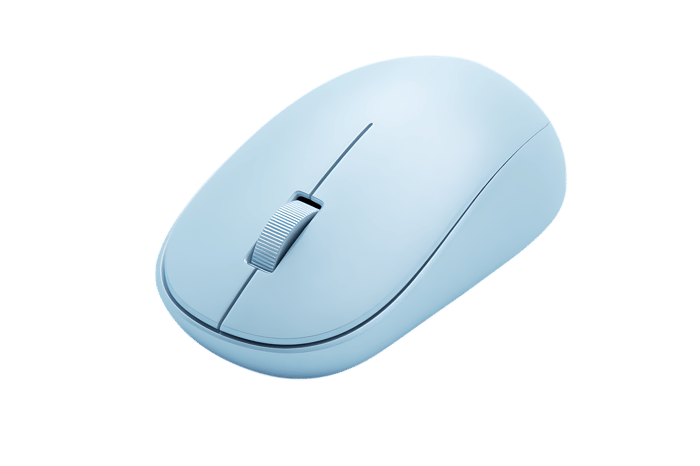 Light blue wireless computer mouse isolated on black background140.