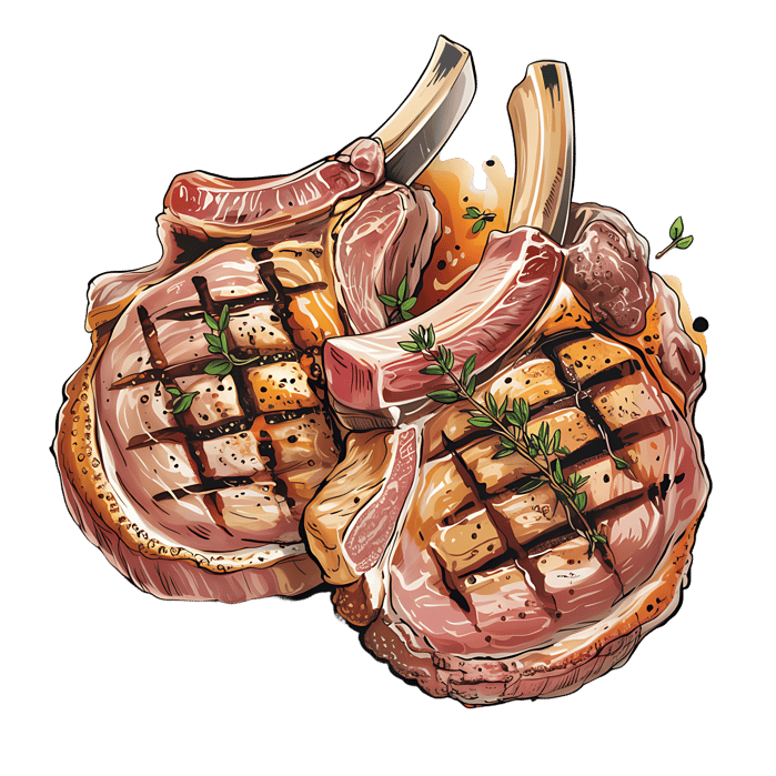 Grilled pork chops with thyme.