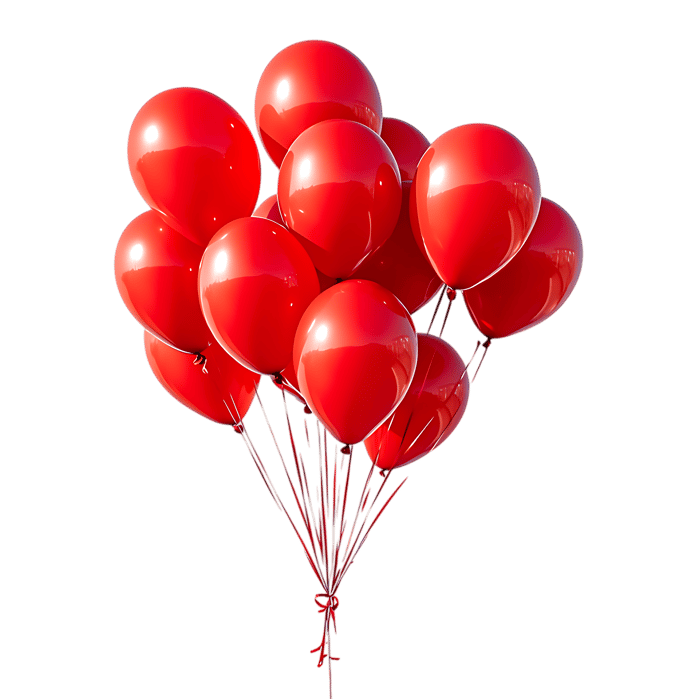 Bunch of red balloons isolated on black background