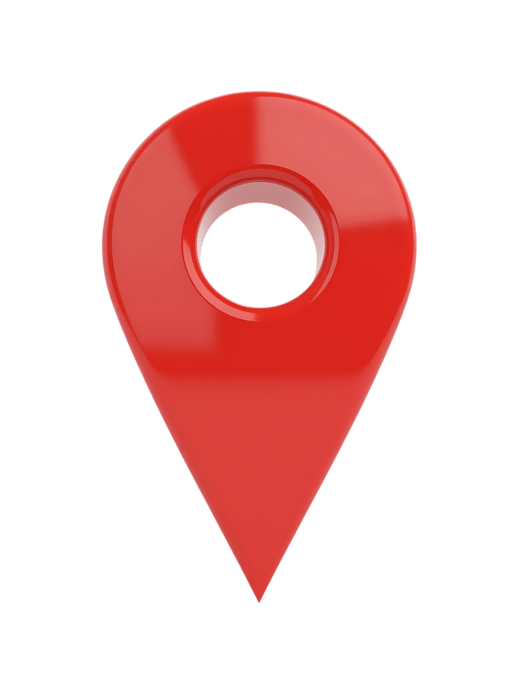 3D rendering of a bright red location pin or map marker icon isolated on white background