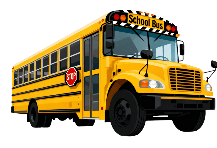 Yellow school bus with stop sign illustration682